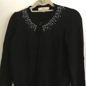 Black Beaded Ann Taylor Loft Cardigan
